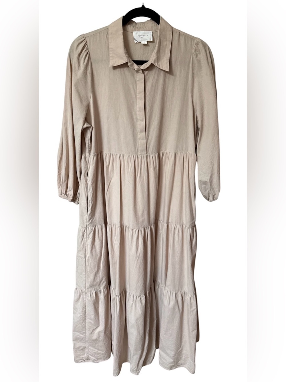 Tuckernuck Pomander Place Sandstone/Tan Mabel Maxi Shirt Dress Boho Size Medium